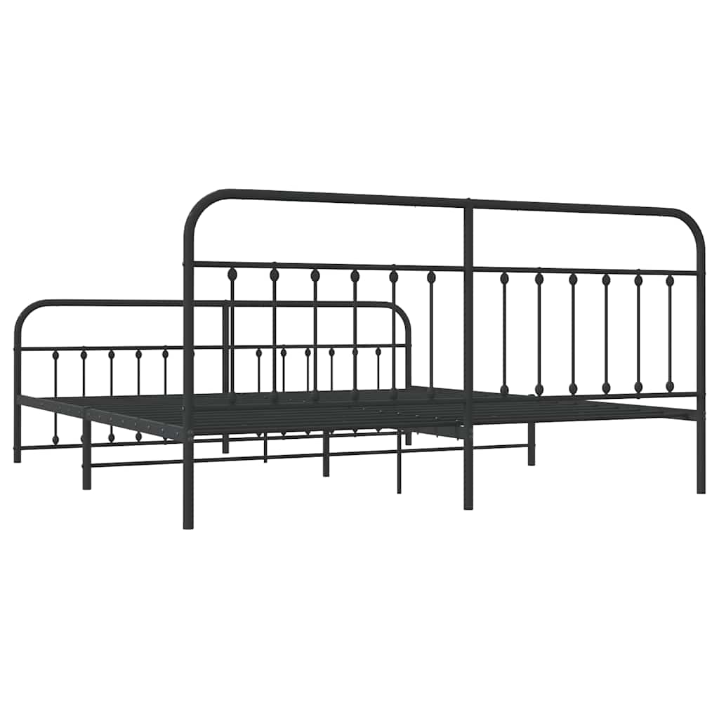 Metalni okvir kreveta uzglavlje i podnožje crni 200x200 cm