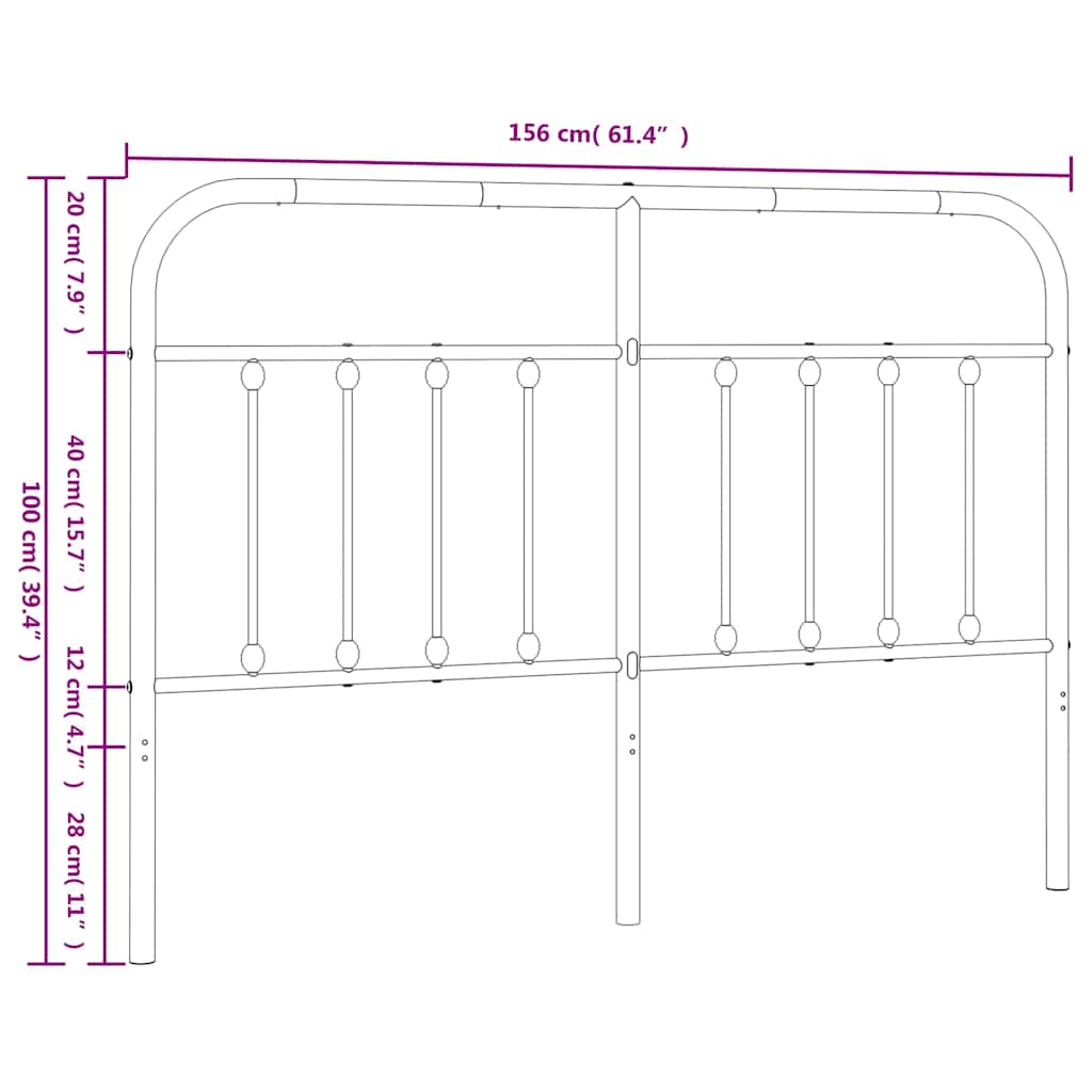Metalno zamjensko uzglavlje crno 150 cm