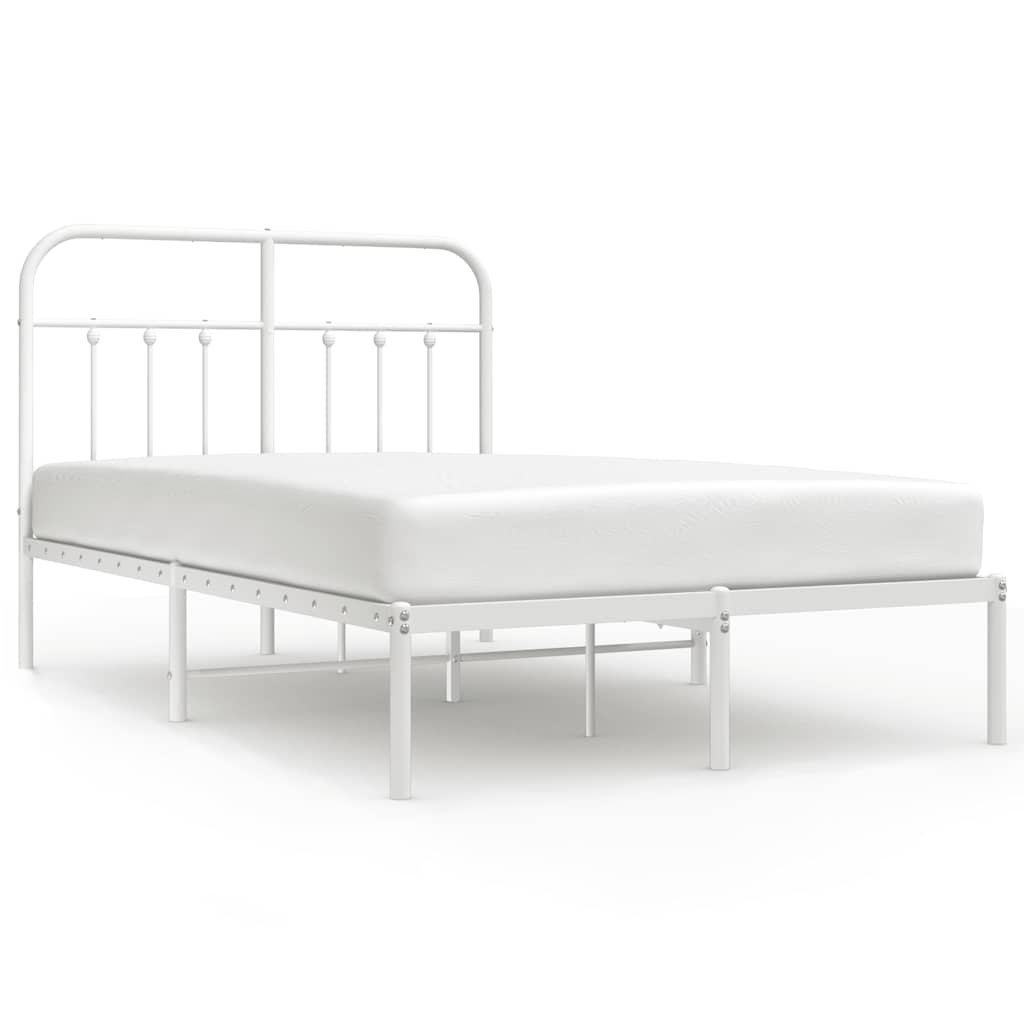 Metalni okvir za krevet s uzglavljem bijeli 120 x 190 cm