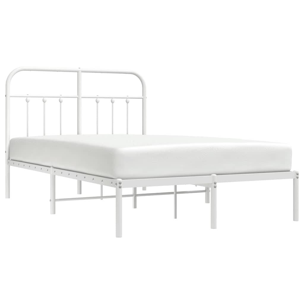Metalni okvir za krevet s uzglavljem bijeli 120 x 190 cm