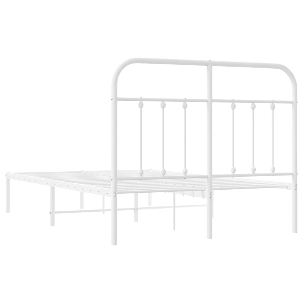 Metalni okvir za krevet s uzglavljem bijeli 120 x 190 cm