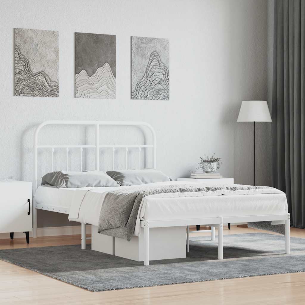 Metalni okvir za krevet s uzglavljem bijeli 120 x 190 cm