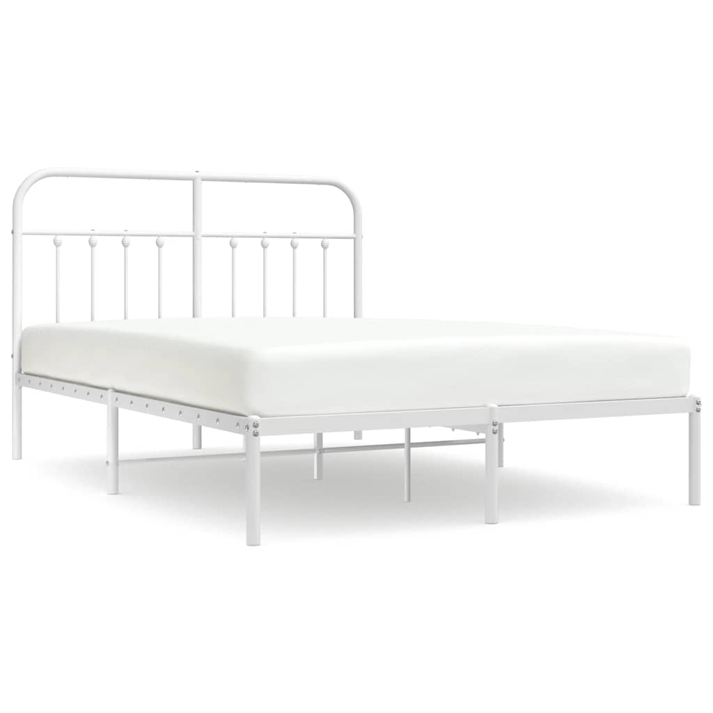 Metalni okvir za krevet s uzglavljem bijeli 135x190 cm