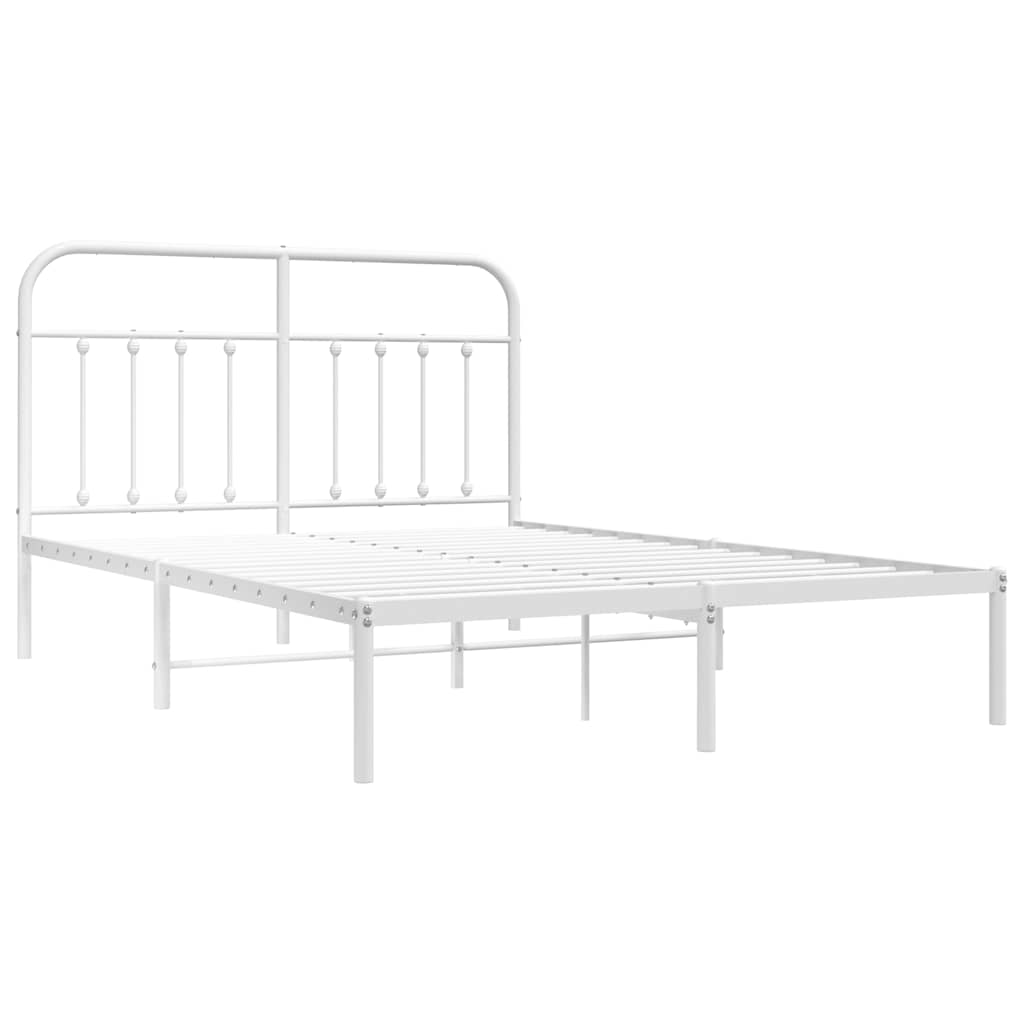 Metalni okvir za krevet s uzglavljem bijeli 150x200 cm