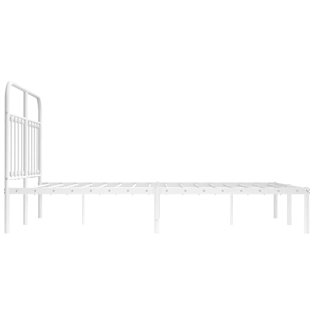 Metalni okvir za krevet s uzglavljem bijeli 150x200 cm