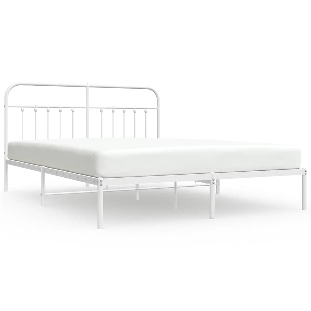 Metalni okvir za krevet s uzglavljem bijeli 183x213 cm