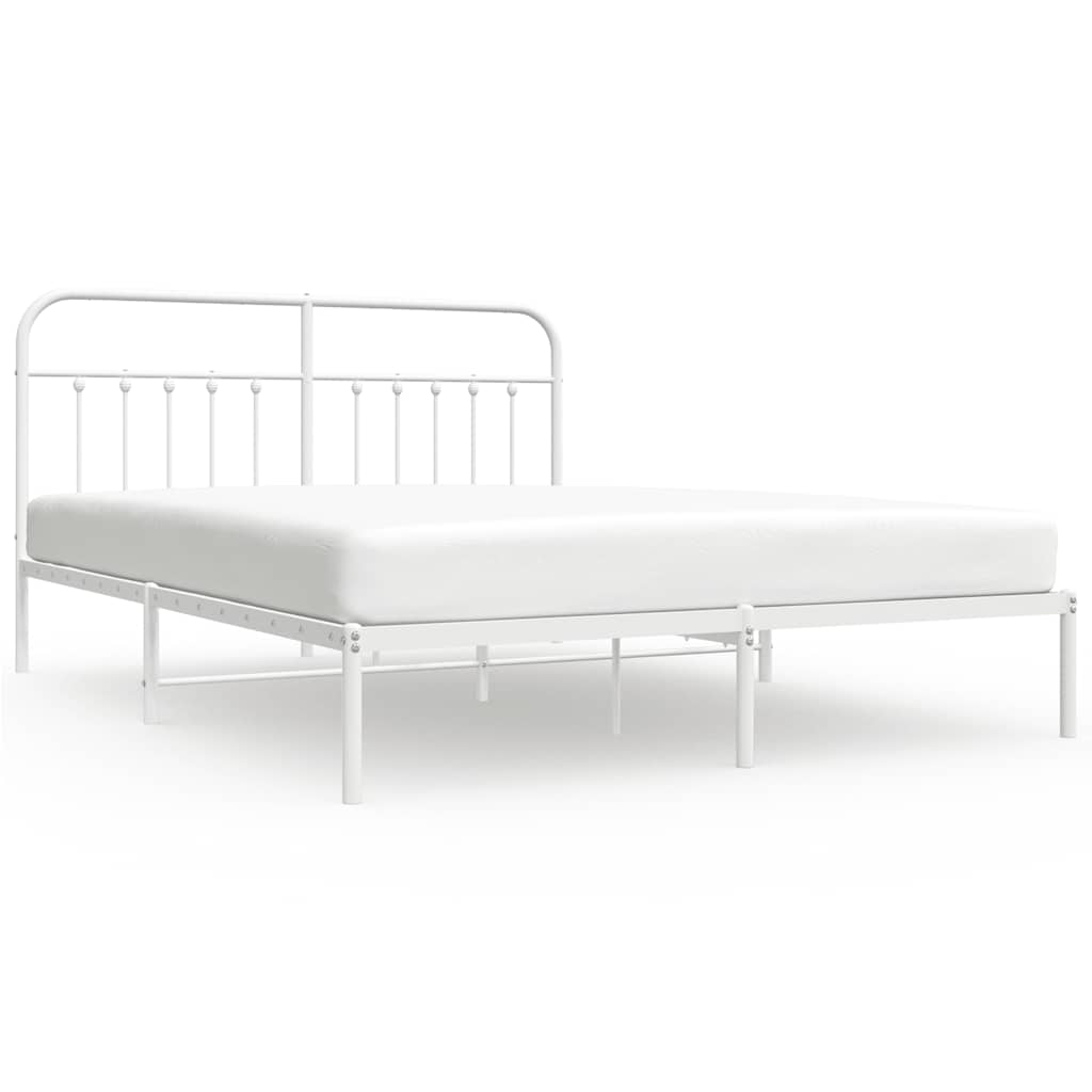 Metalni okvir za krevet s uzglavljem bijeli 183x213 cm