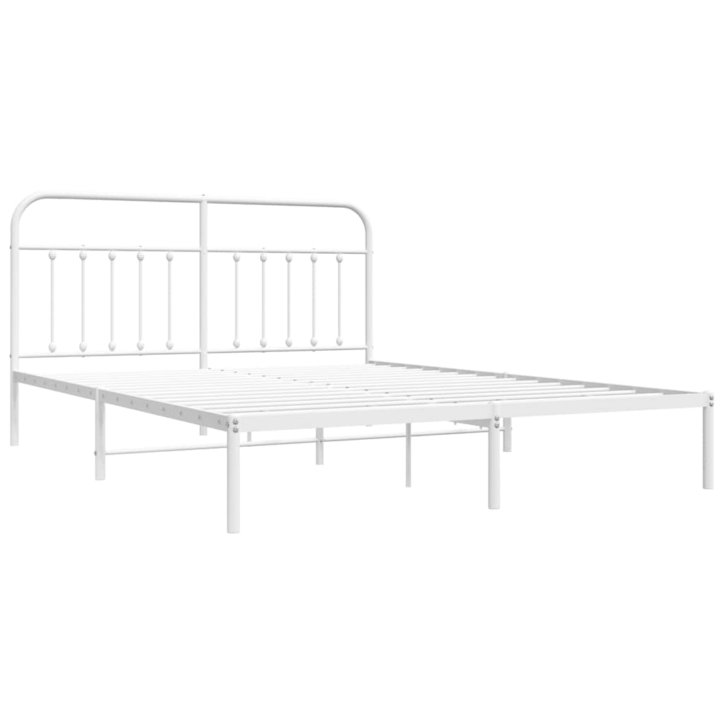 Metalni okvir za krevet s uzglavljem bijeli 183x213 cm