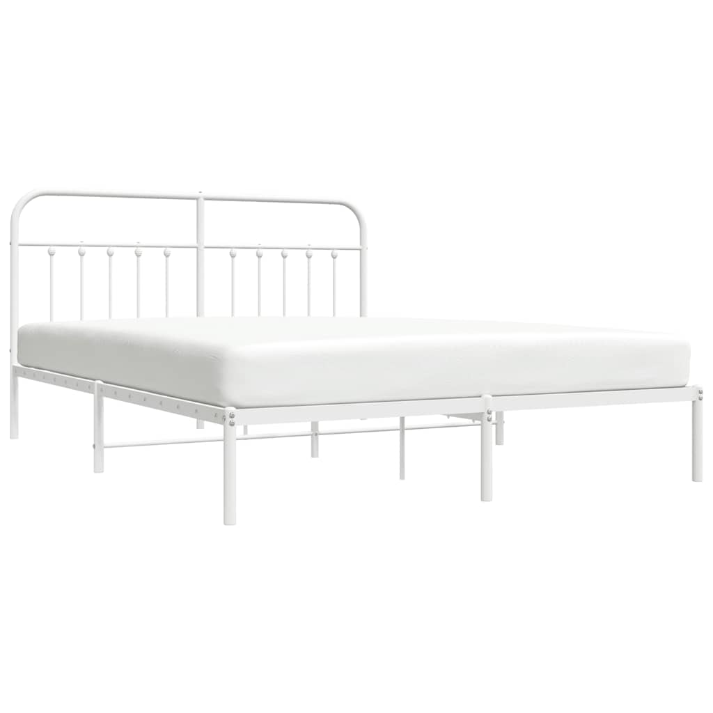 Metalni okvir za krevet s uzglavljem bijeli 183x213 cm