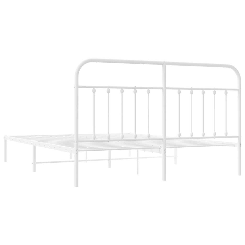 Metalni okvir za krevet s uzglavljem bijeli 183x213 cm