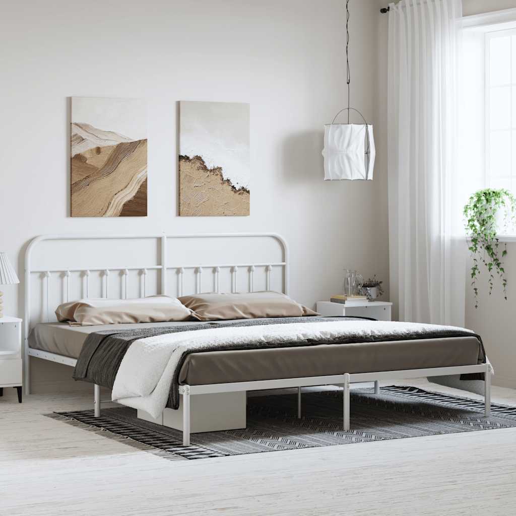 Metalni okvir za krevet s uzglavljem bijeli 183x213 cm