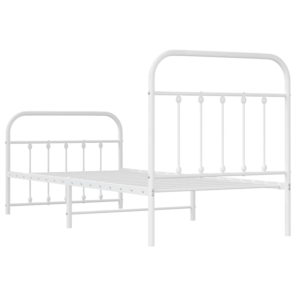 Metalni okvir kreveta uzglavlje i podnožje bijeli 90 x 200 cm