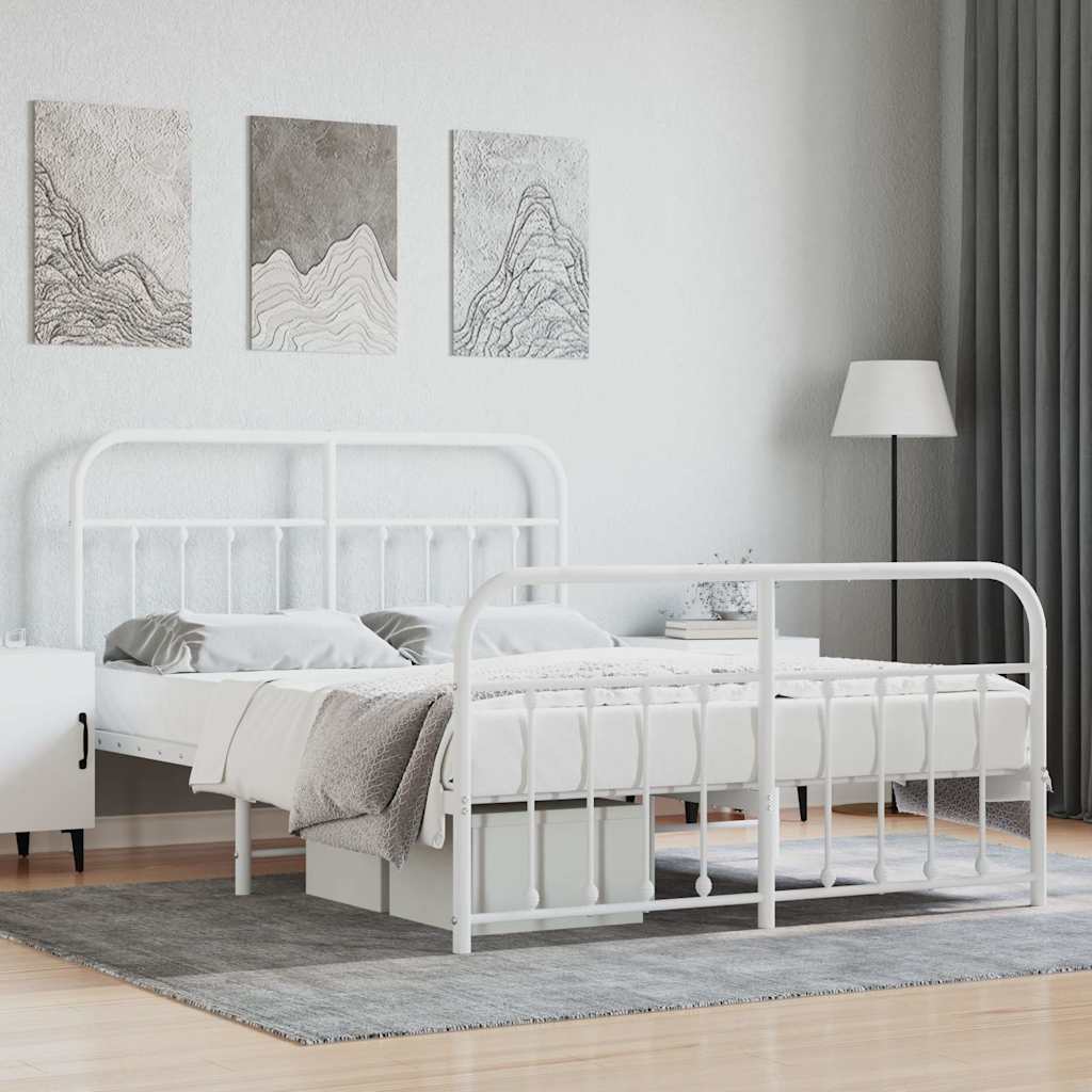 Metalni okvir kreveta uzglavlje i podnožje bijeli 140x200 cm