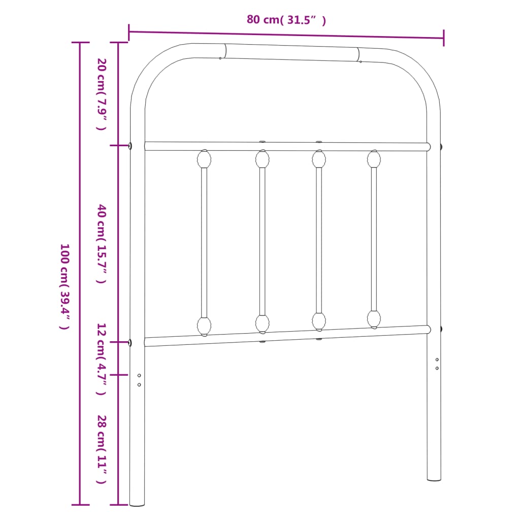 Metalno zamjensko uzglavlje bijelo 75 cm