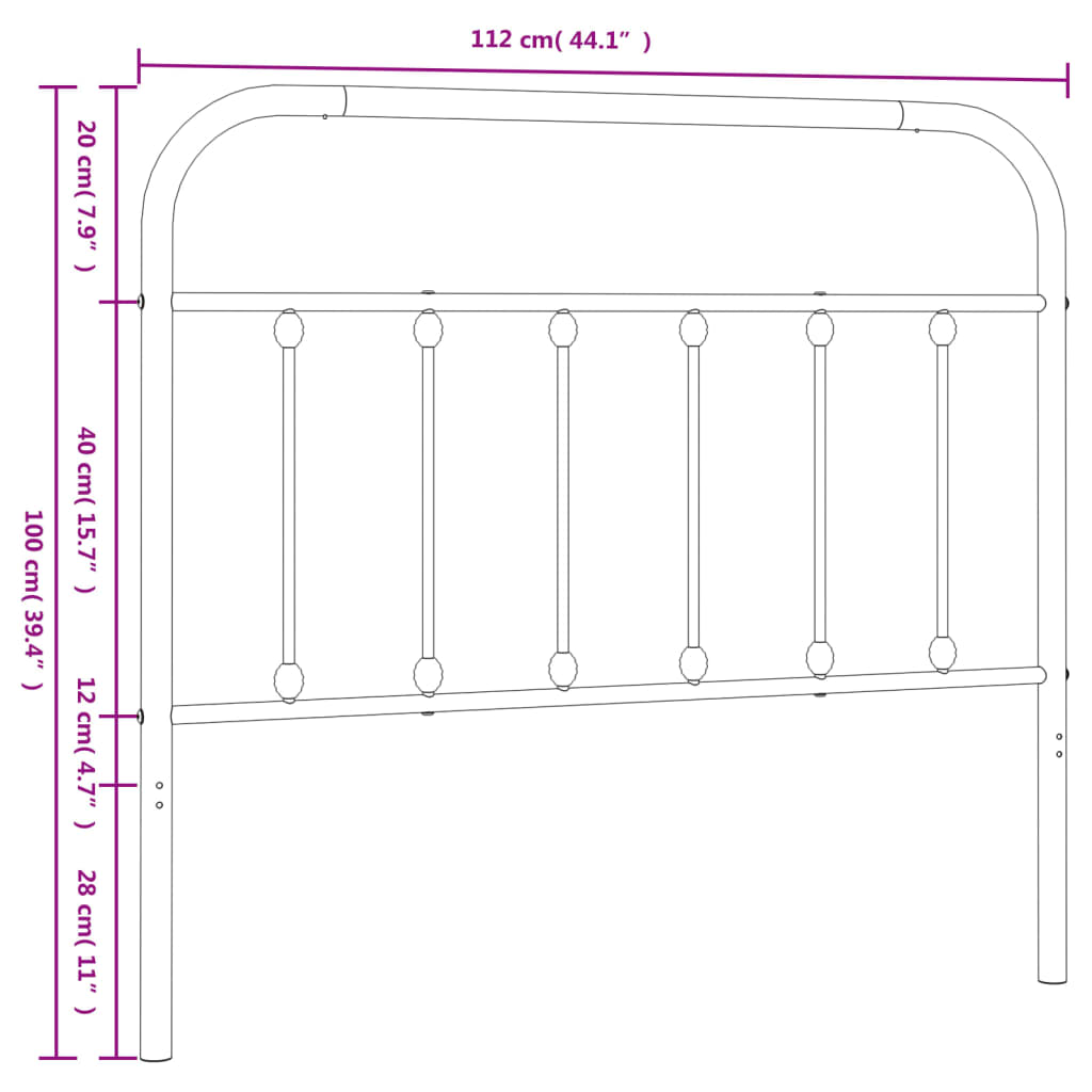 Metalno zamjensko uzglavlje bijelo 107 cm