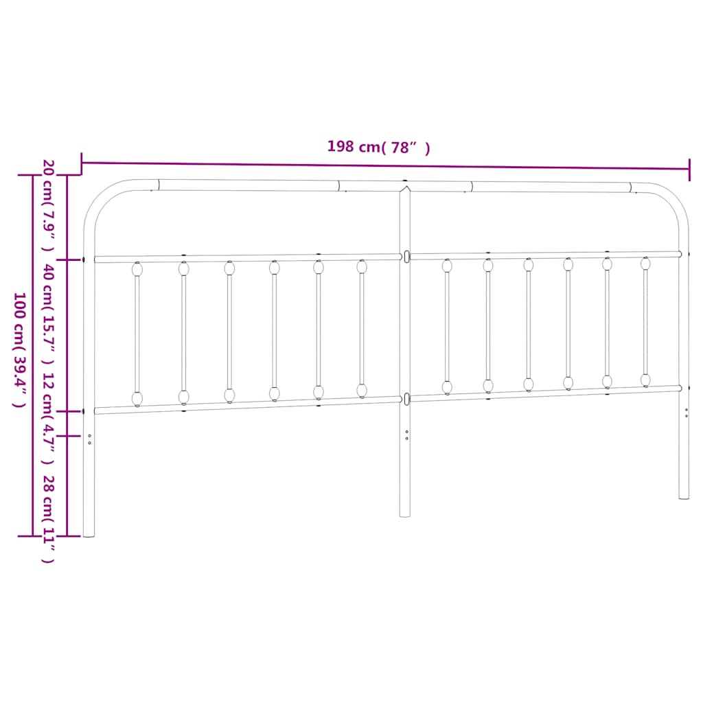 Metalno zamjensko uzglavlje bijelo 193 cm