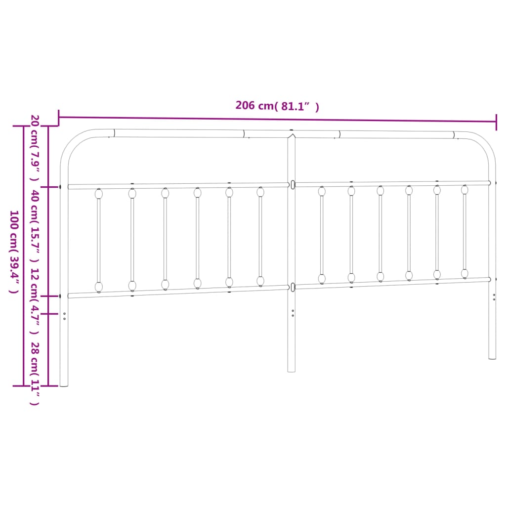 Metalno zamjensko uzglavlje bijelo 200 cm