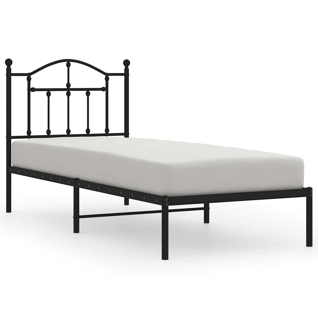 Metalni okvir za krevet s uzglavljem crni 80x200 cm