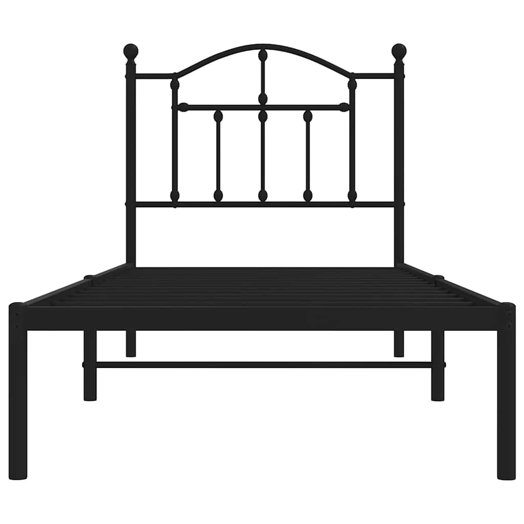 Metalni okvir za krevet s uzglavljem crni 80x200 cm