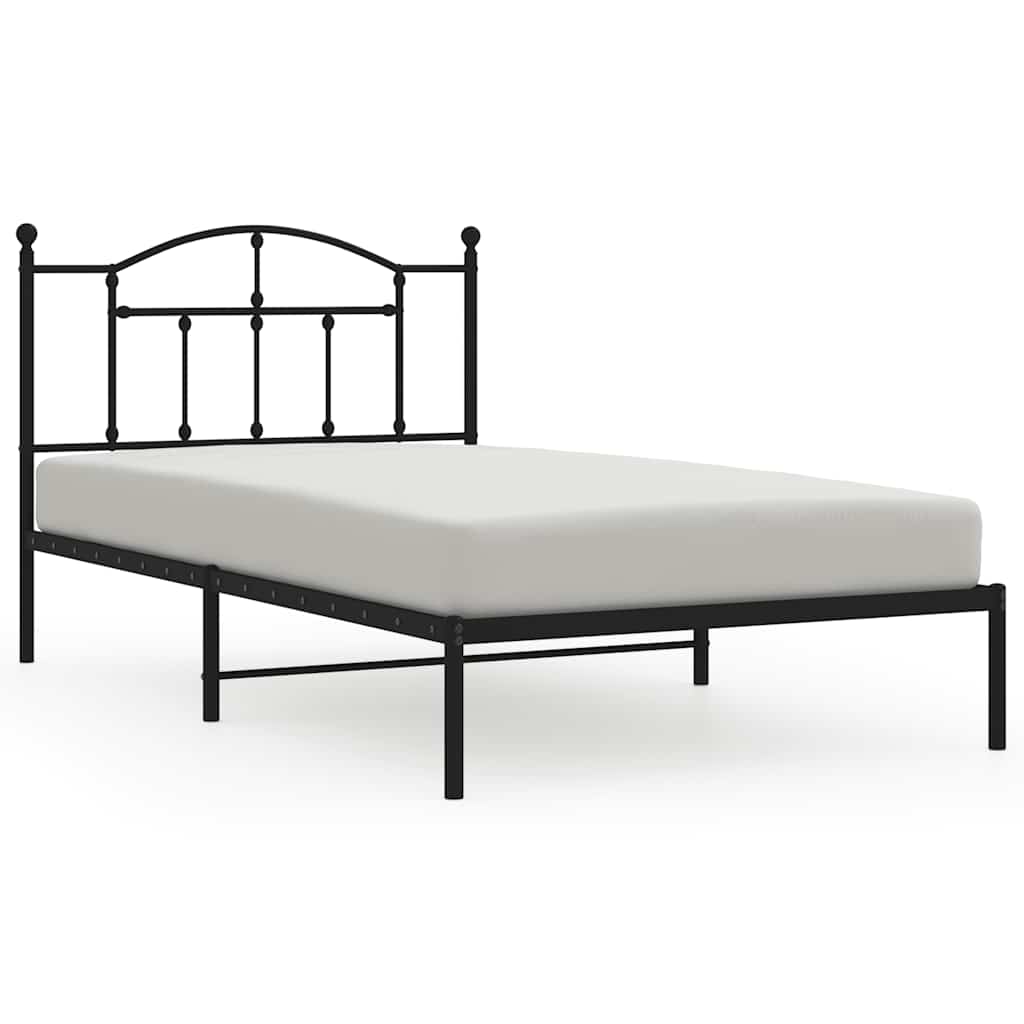 Metalni okvir za krevet s uzglavljem crni 100x200 cm