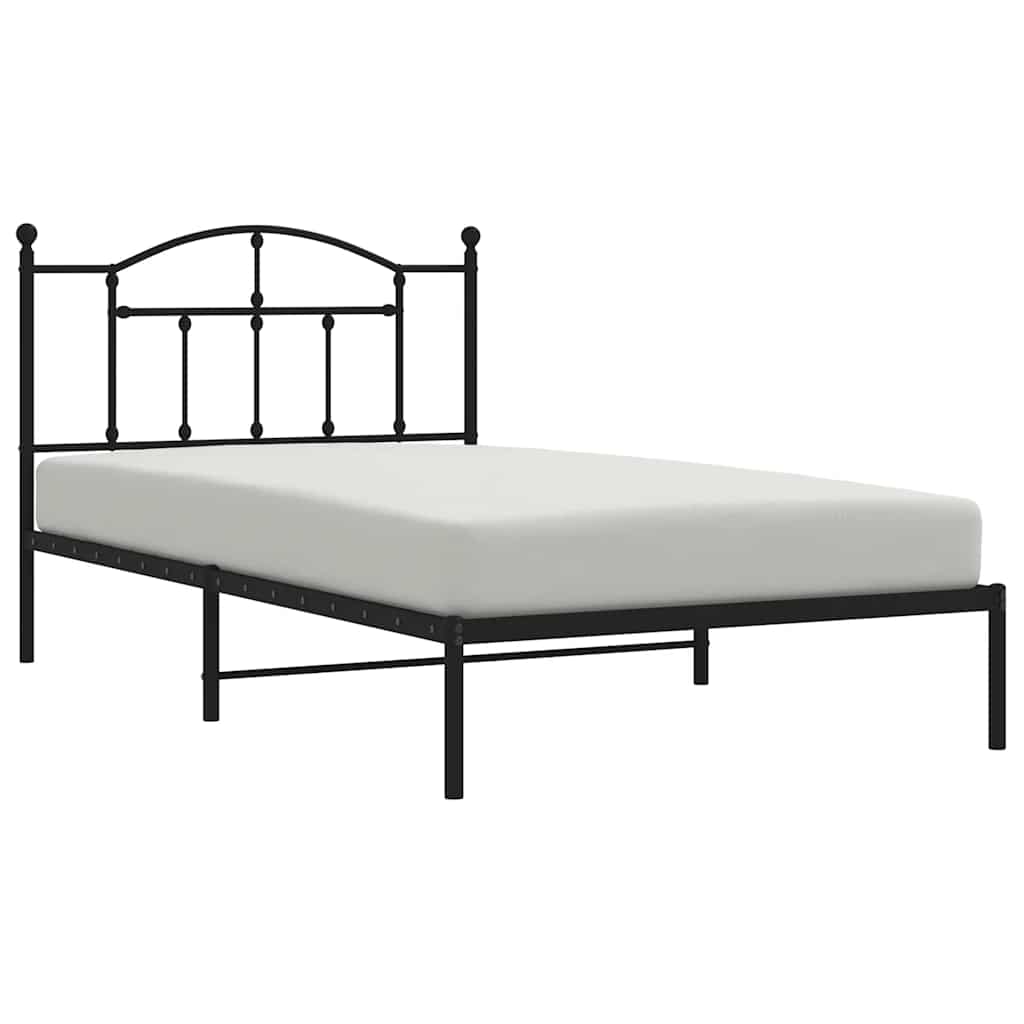 Metalni okvir za krevet s uzglavljem crni 100x200 cm