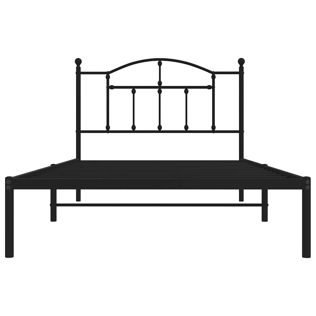 Metalni okvir za krevet s uzglavljem crni 100x200 cm
