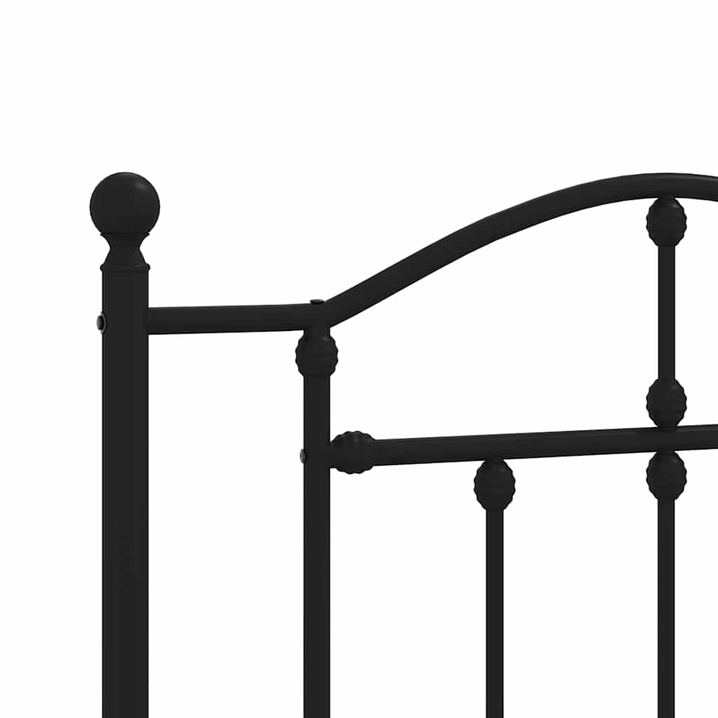 Metalni okvir za krevet s uzglavljem crni 100x200 cm