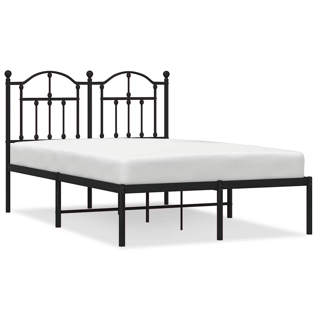 Metalni okvir za krevet s uzglavljem crni 120x190 cm