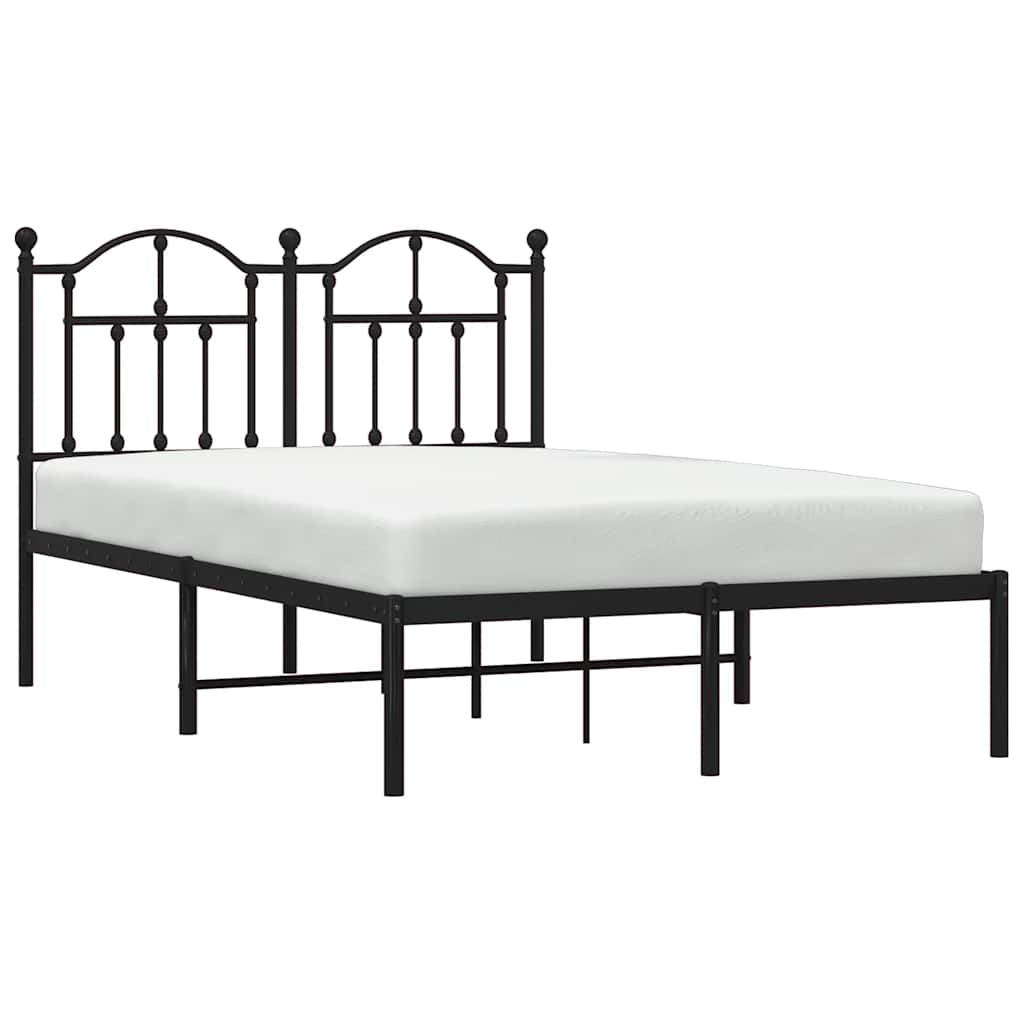 Metalni okvir za krevet s uzglavljem crni 120x190 cm