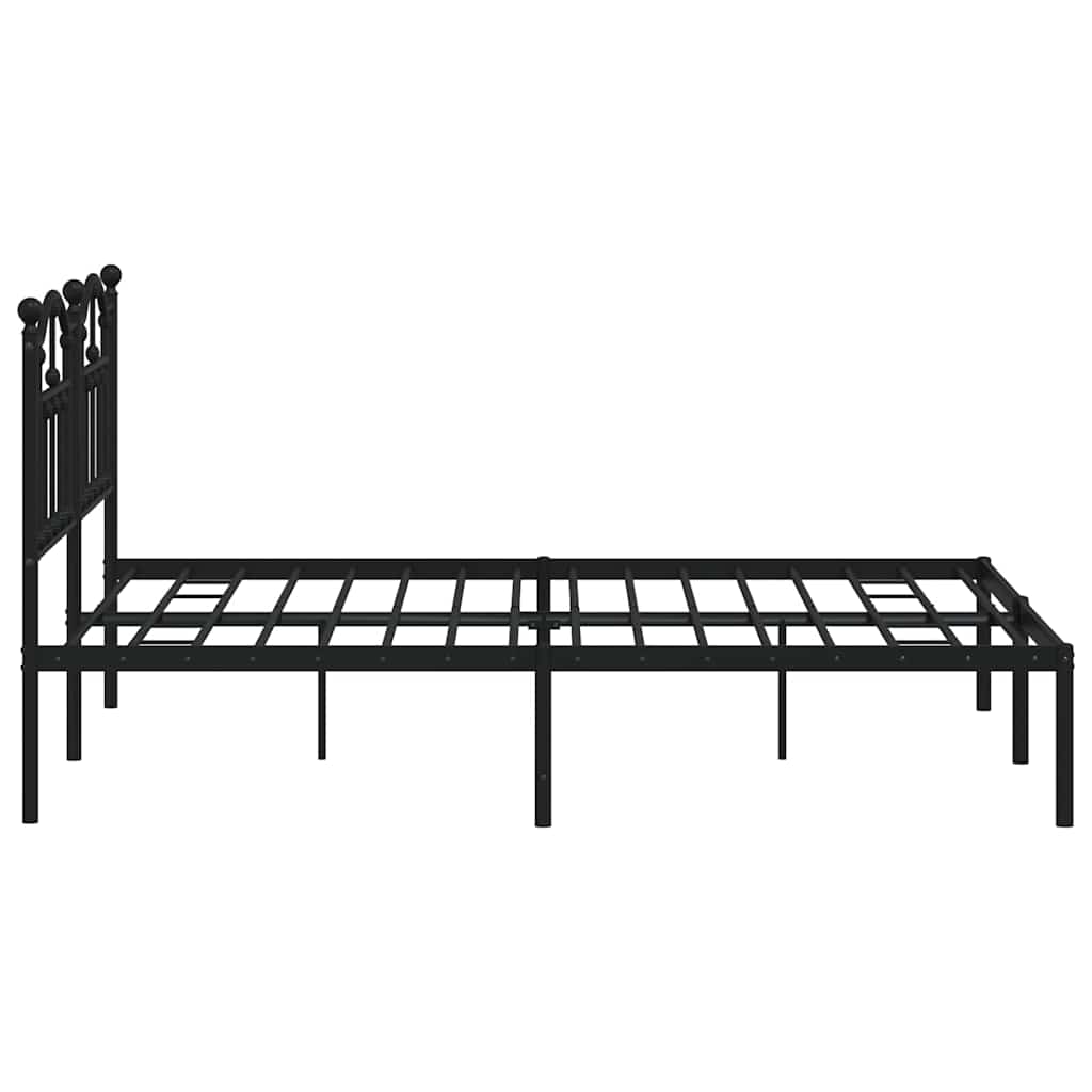 Metalni okvir za krevet s uzglavljem crni 135x190 cm