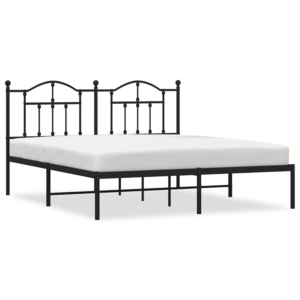 Metalni okvir za krevet s uzglavljem crni 160x200 cm