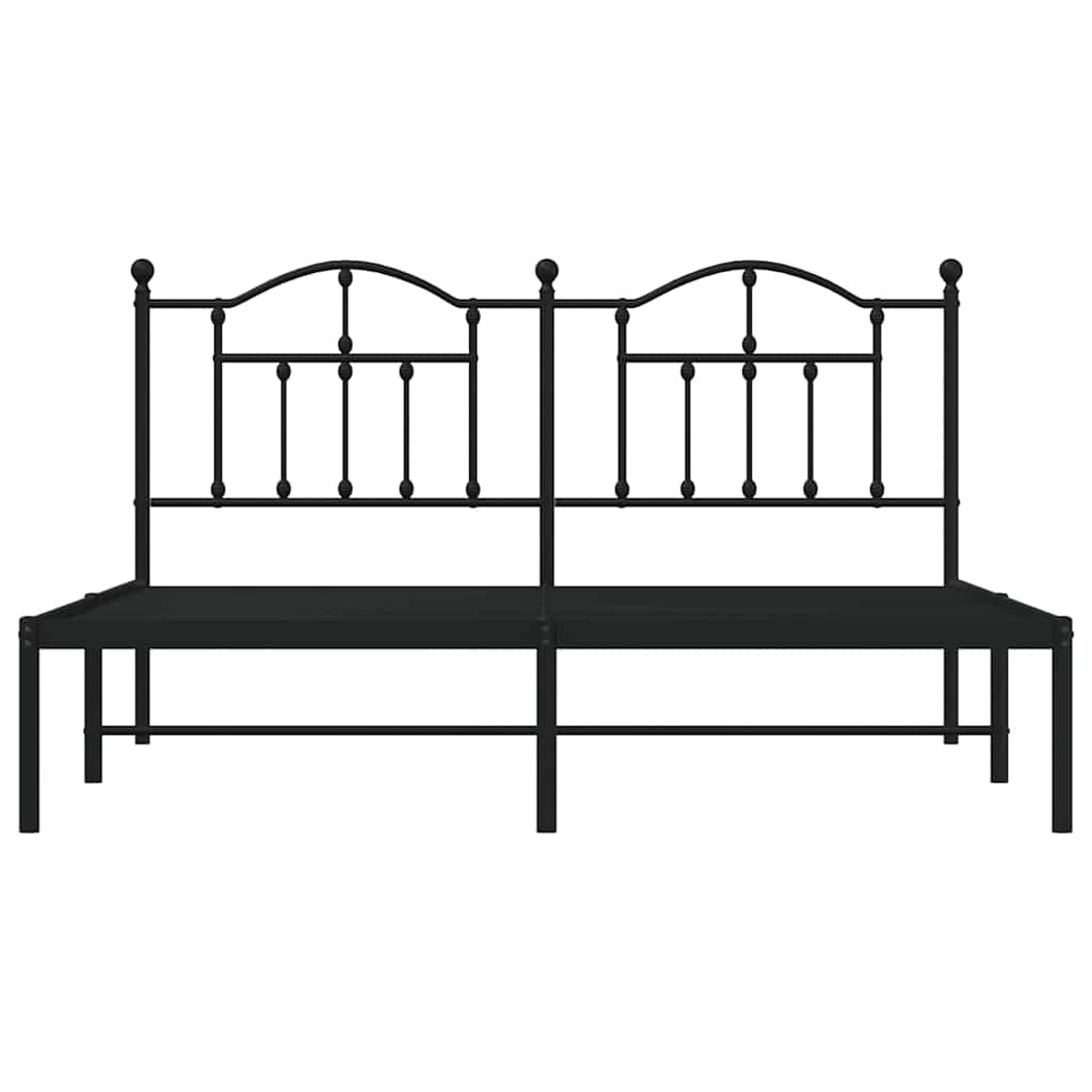 Metalni okvir za krevet s uzglavljem crni 160x200 cm