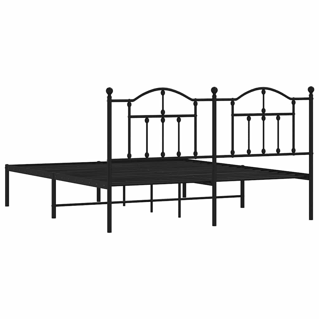 Metalni okvir za krevet s uzglavljem crni 160x200 cm
