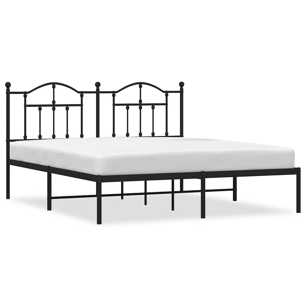 Metalni okvir za krevet s uzglavljem crni 180x200 cm