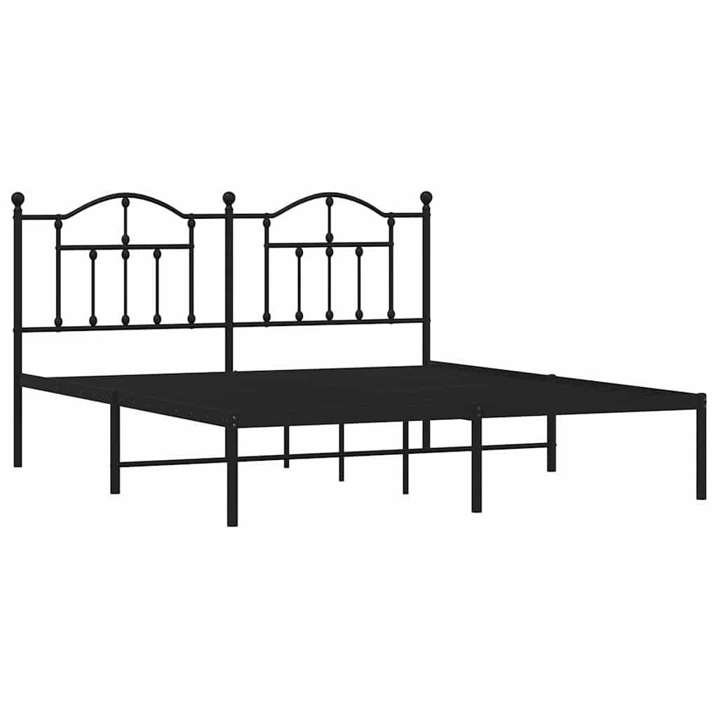 Metalni okvir za krevet s uzglavljem crni 180x200 cm