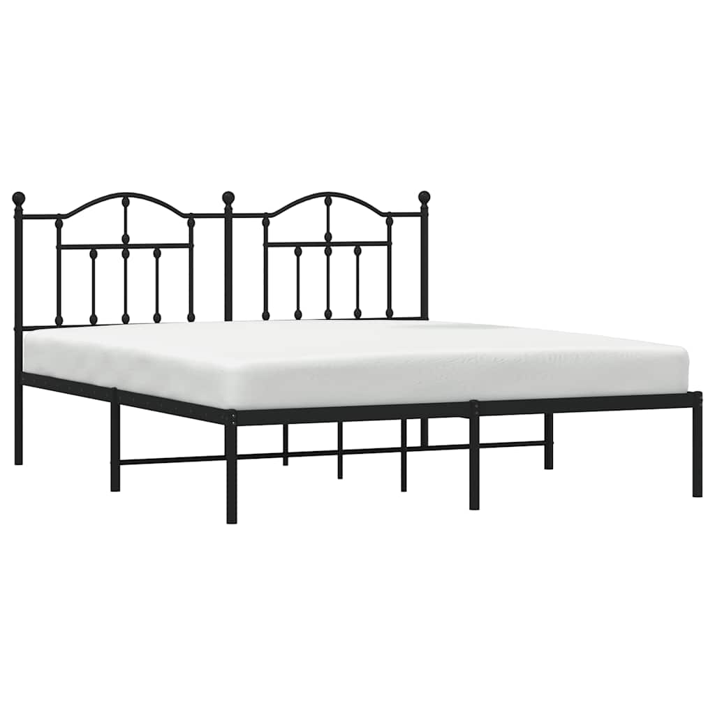 Metalni okvir za krevet s uzglavljem crni 180x200 cm