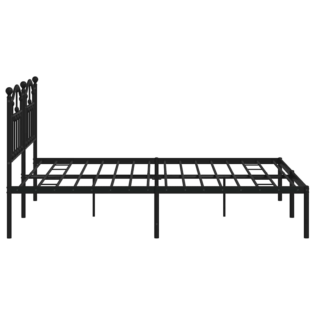 Metalni okvir za krevet s uzglavljem crni 180x200 cm
