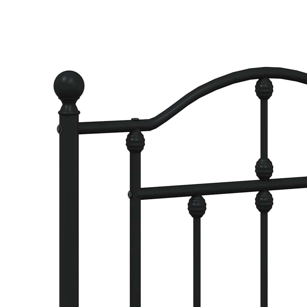 Metalni okvir za krevet s uzglavljem crni 180x200 cm