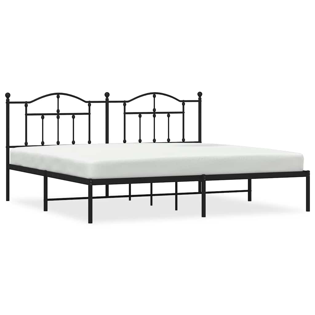 Metalni okvir za krevet s uzglavljem crni 200x200 cm