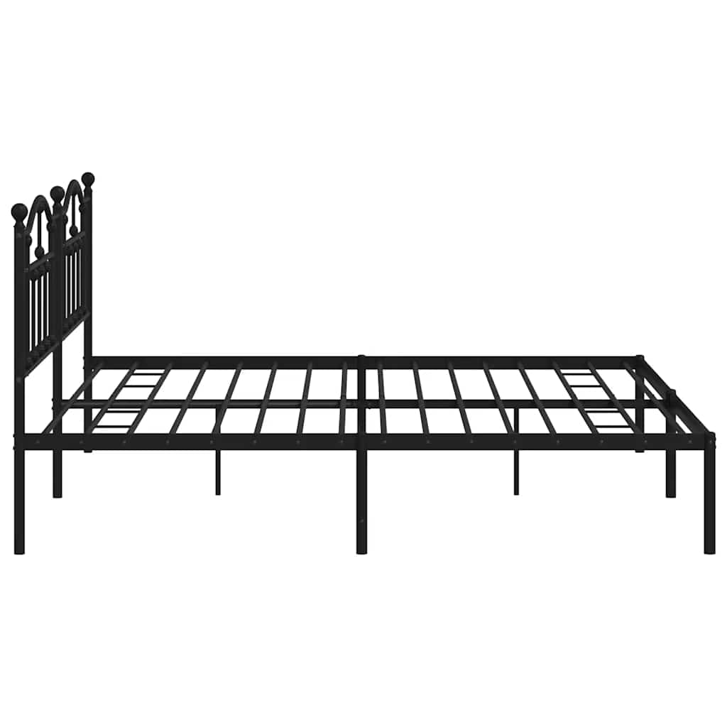 Metalni okvir za krevet s uzglavljem crni 200x200 cm