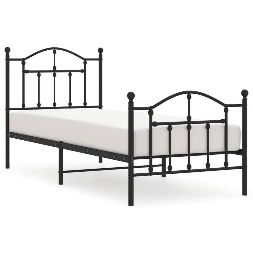 Metalni okvir kreveta uzglavlje i podnožje crni 80x200 cm