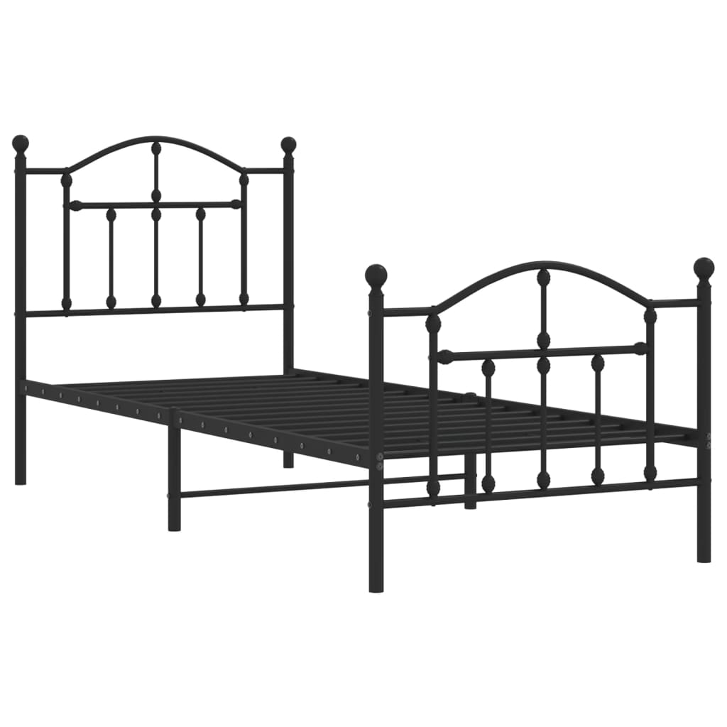 Metalni okvir kreveta uzglavlje i podnožje crni 80x200 cm