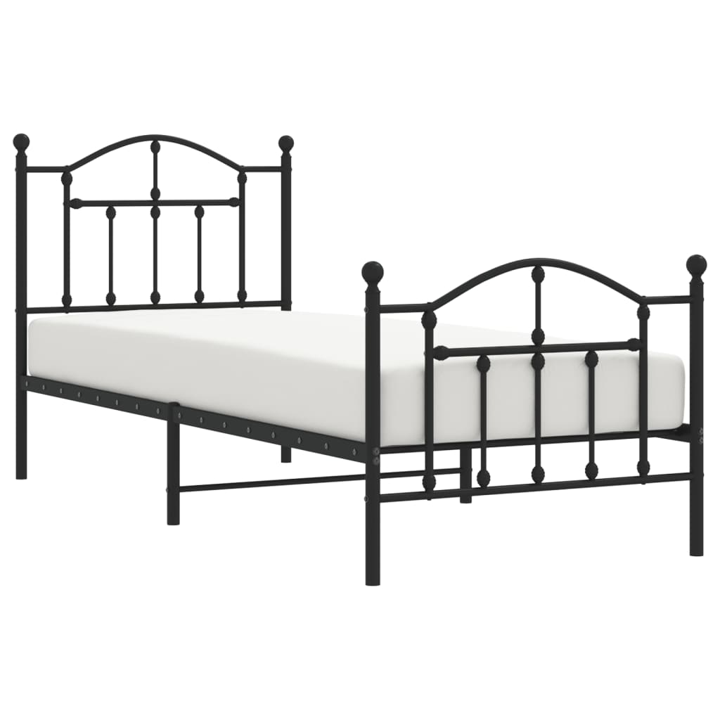 Metalni okvir kreveta uzglavlje i podnožje crni 80x200 cm