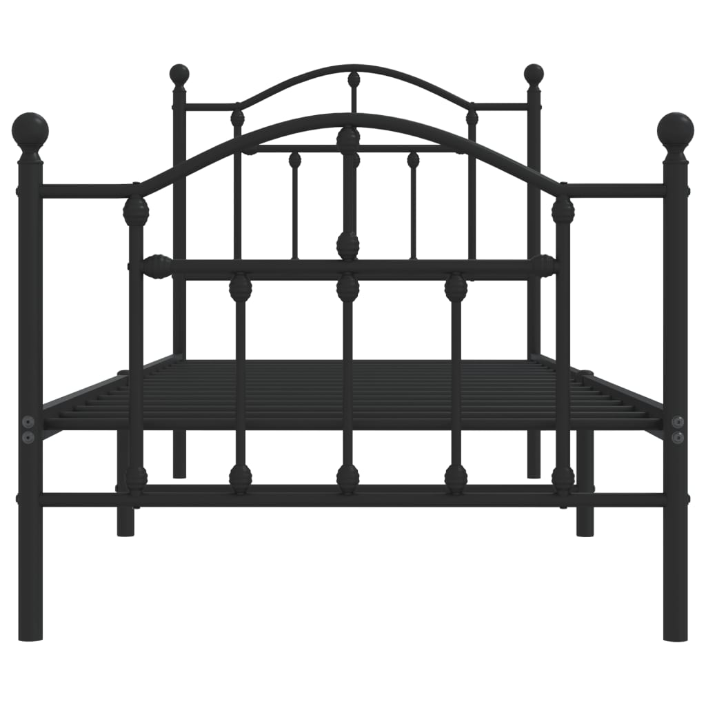 Metalni okvir kreveta uzglavlje i podnožje crni 80x200 cm