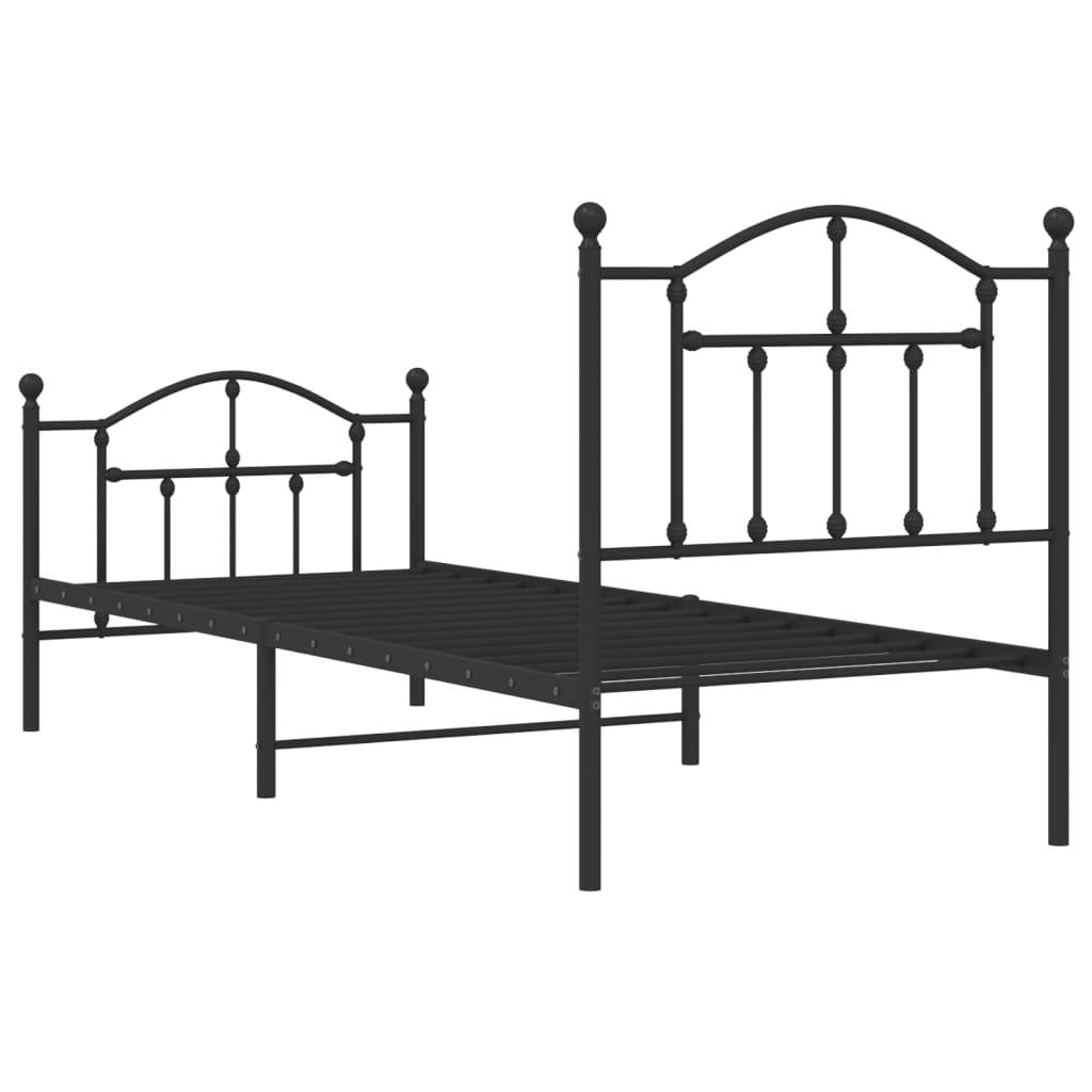 Metalni okvir kreveta uzglavlje i podnožje crni 80x200 cm