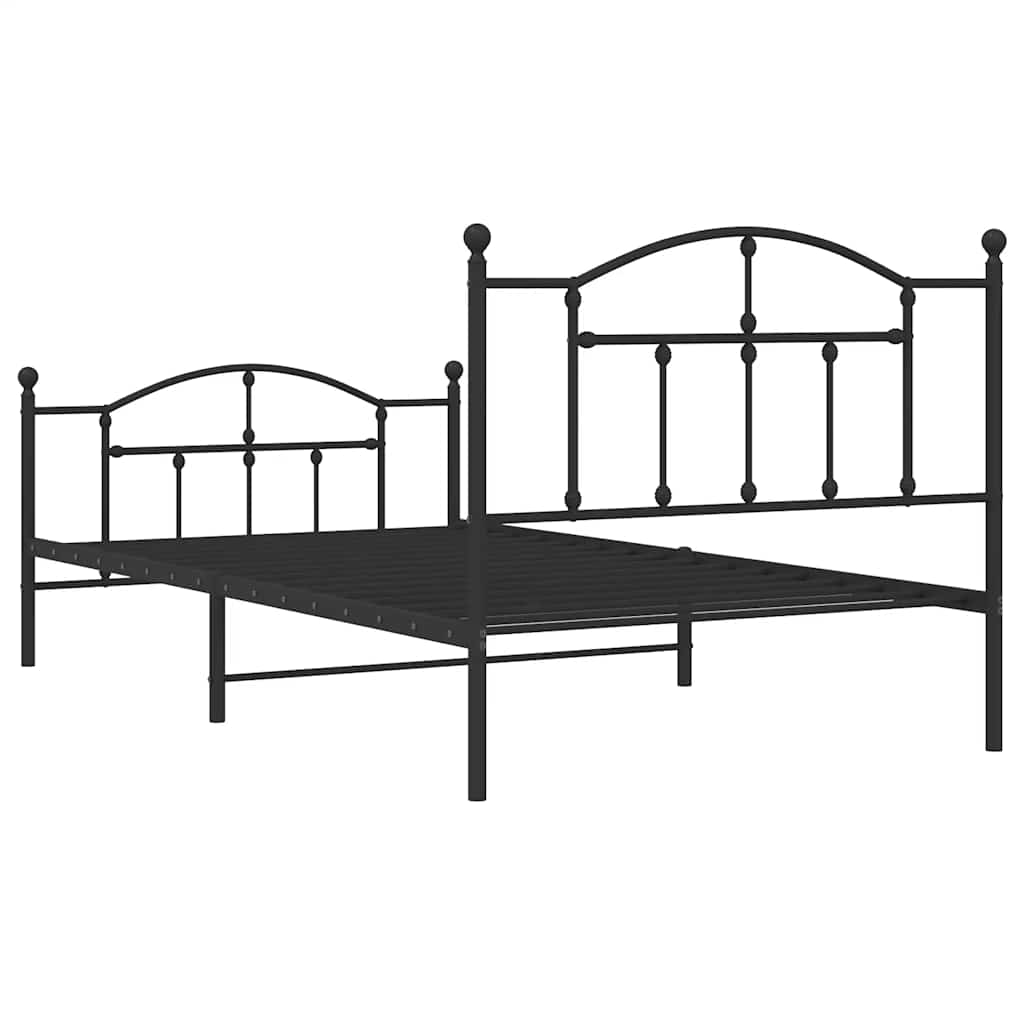 Metalni okvir kreveta uzglavlje i podnožje crni 100x200 cm