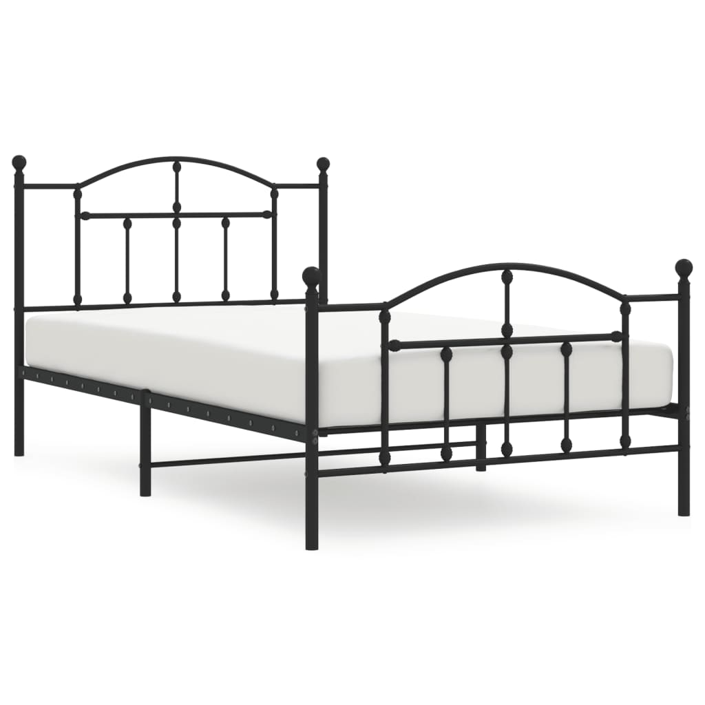 Metalni okvir kreveta uzglavlje i podnožje crni 107x203 cm