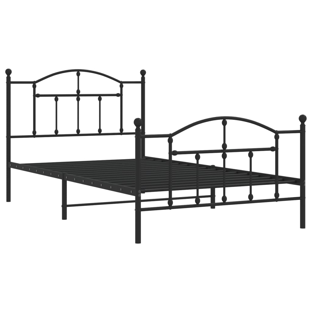 Metalni okvir kreveta uzglavlje i podnožje crni 107x203 cm