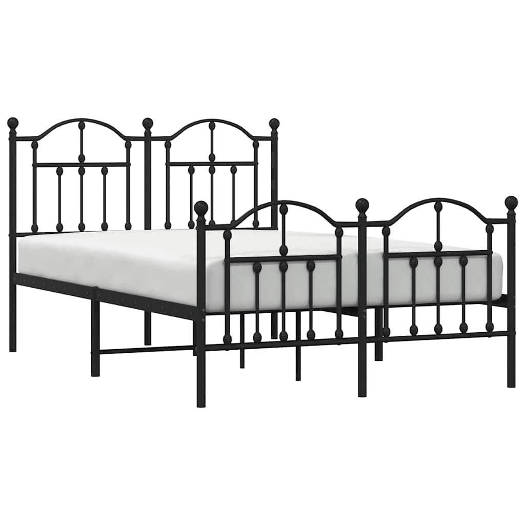 Metalni okvir kreveta uzglavlje i podnožje crni 120x200 cm