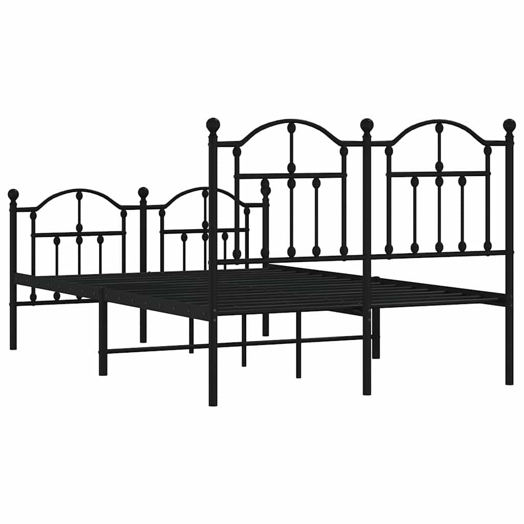 Metalni okvir kreveta uzglavlje i podnožje crni 120x200 cm